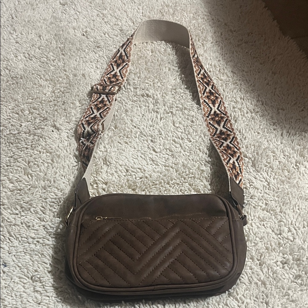 Brown Quilted Crossbody Bag